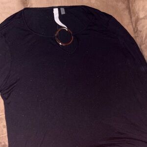 Elegant Black Women's Top with Ring Detail